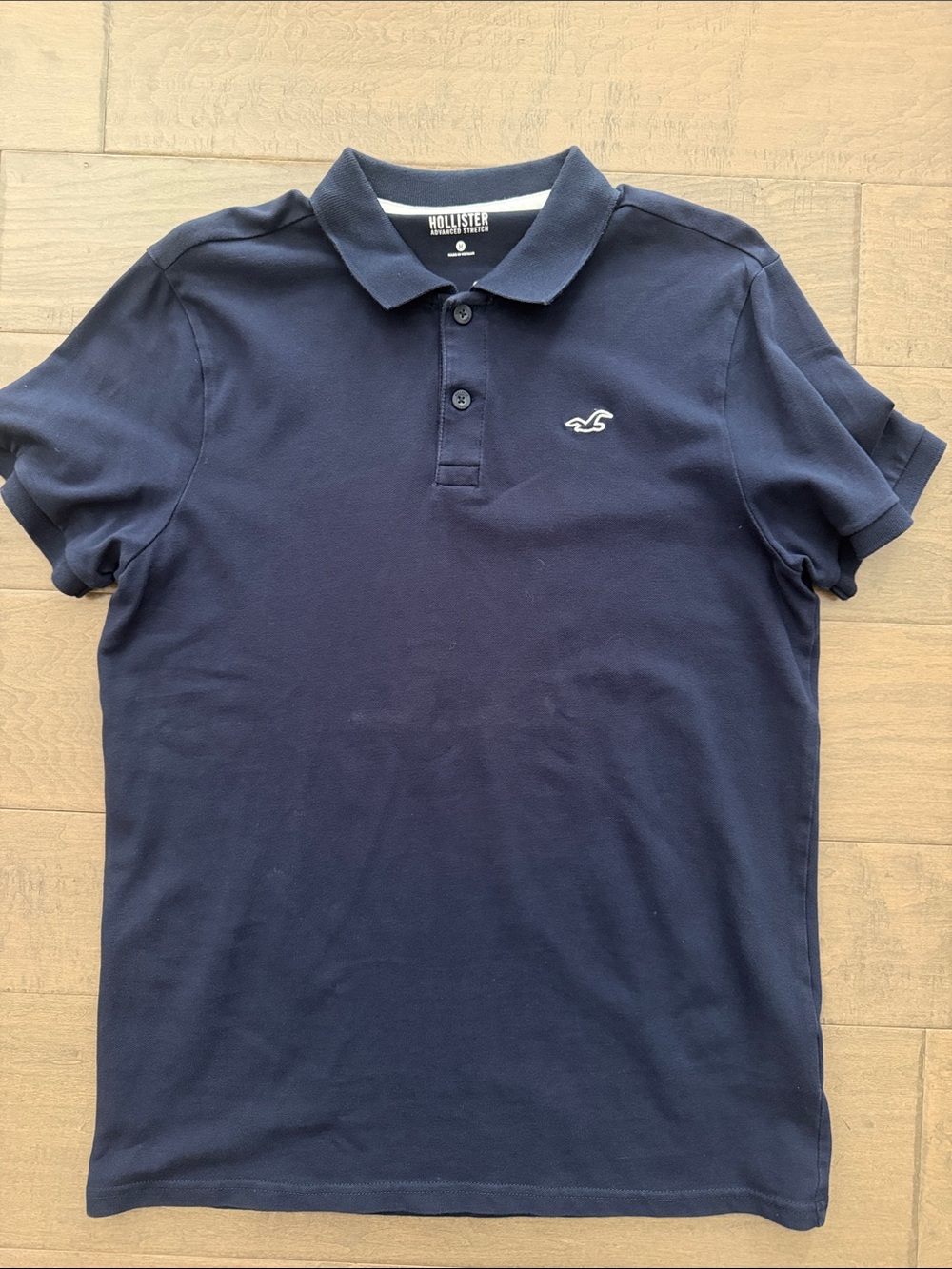 Hollister Men's Dark Navy Polo with White Logo
